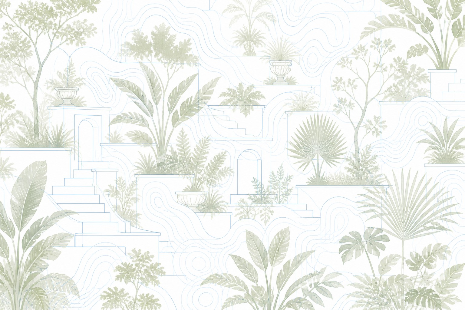 Decorative botanical route-map illustration
