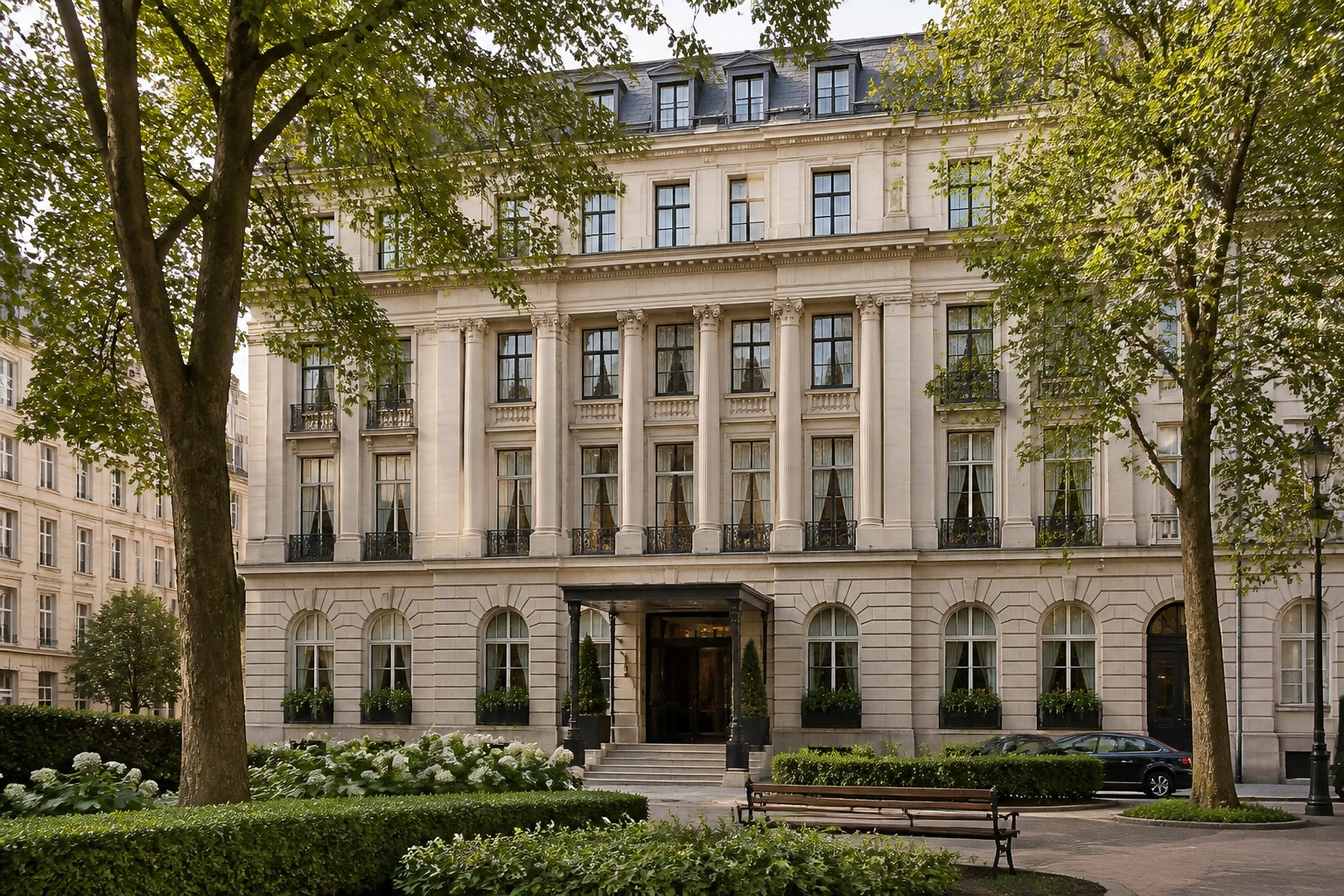Mayfair hotel facade atmosphere