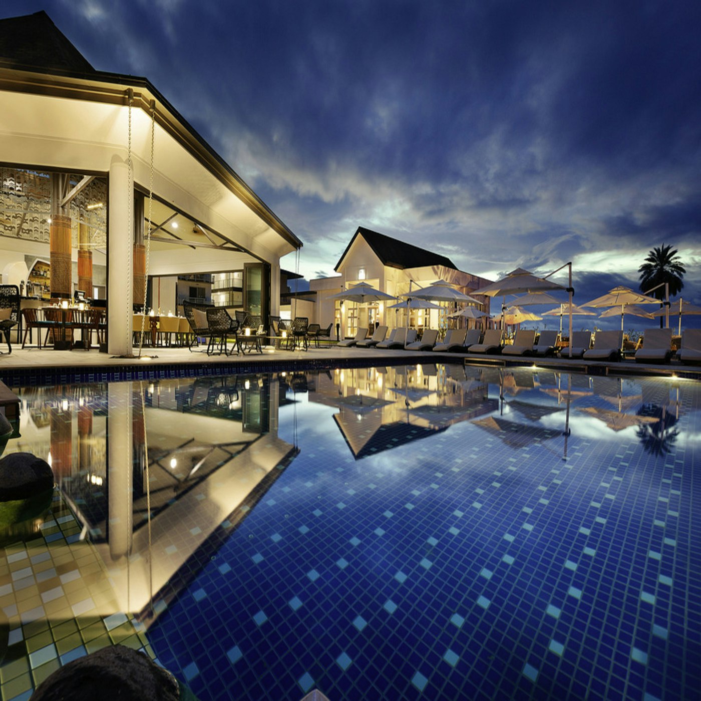 Resort hotel pool in daylight